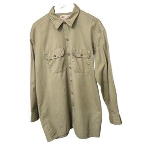 Dickies Men's Extra Large Garage Button Long Sleeve Tan Work Shirt Double pocket